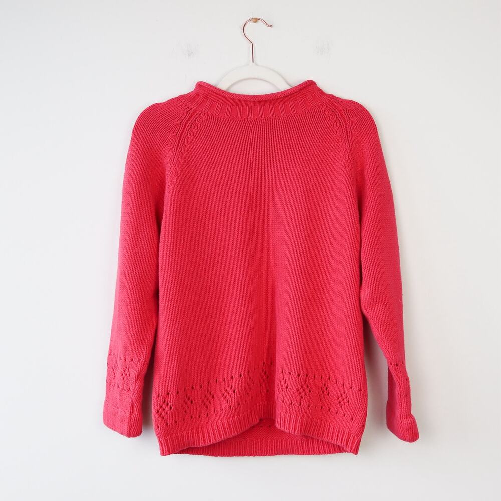 Vintage Pink Rolled Mockneck Cotton Knit Sweater XS